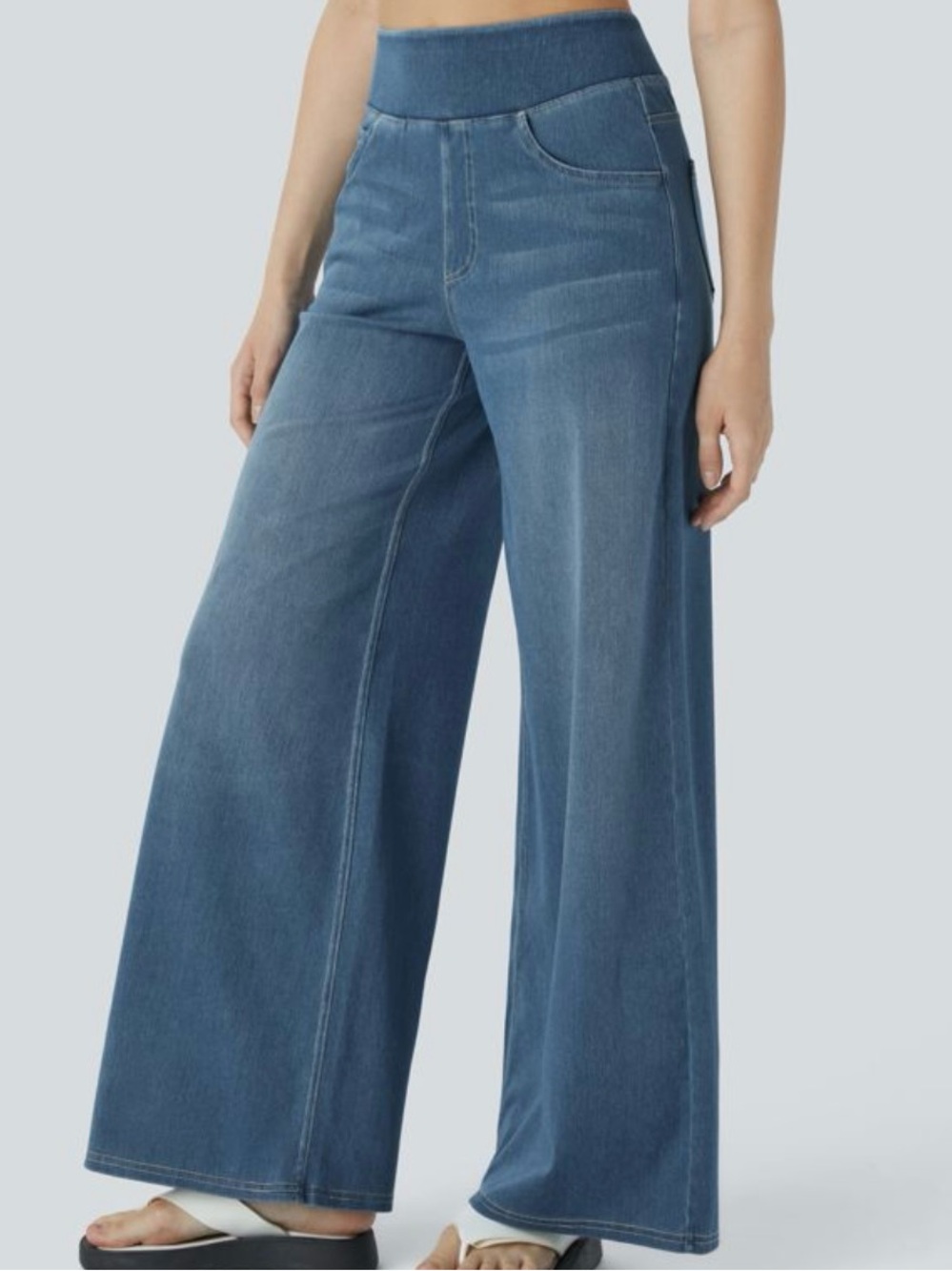 Halara Flex™ High Waisted Pockets Baggy Wide Leg Washed Casual Jeans Women’s XS